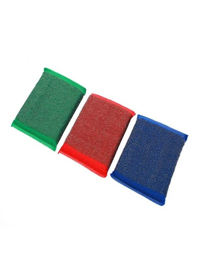XML Sponge Wipe Scrubber pad for Dish Washing Kitchen Cleaning Accessories Items Bathroom Toilet Tiles Cleaning Products Tools(Multi Color) Pack of 3 - Image 1